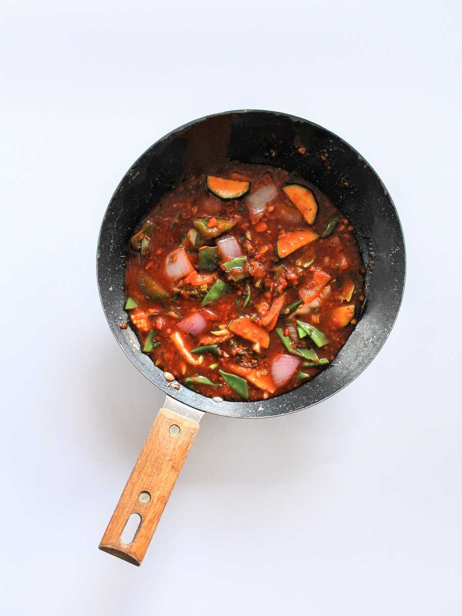 Diced Veg. Schezwan Sauce