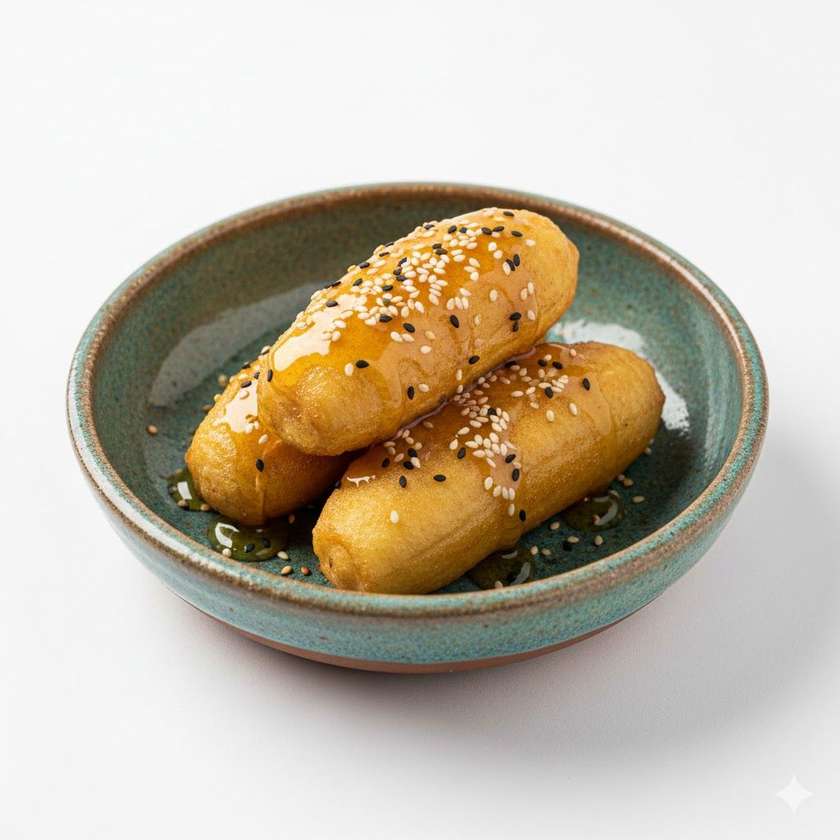 Smažený banán s medem a sezamem