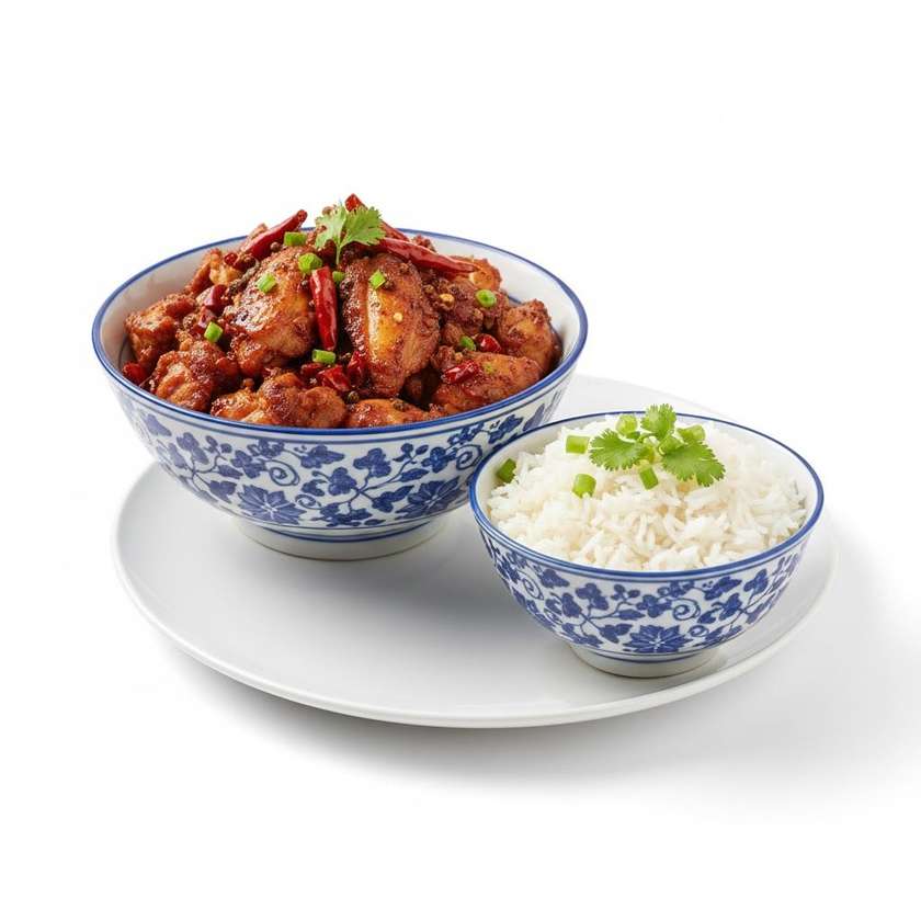 M6.Kuřecí maso Gang-bian s rýží