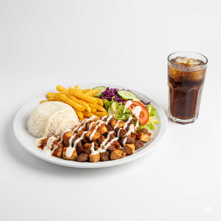 Kebab no Prato com Bebida