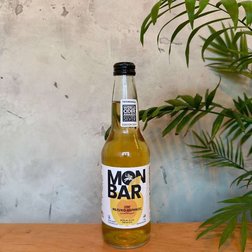 Сидр напівсолодкий MONBAR Яблуко - Абрикос 0,33 л.