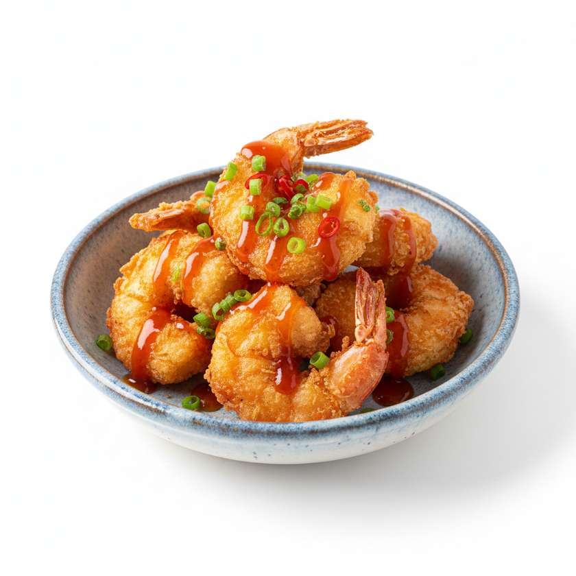 7.Smažené krevety se sladkou omáčku