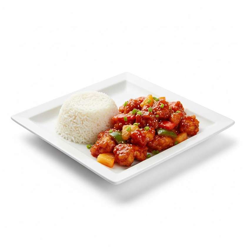 M2.Kuře ve sladkokyselé omáčce s rýží