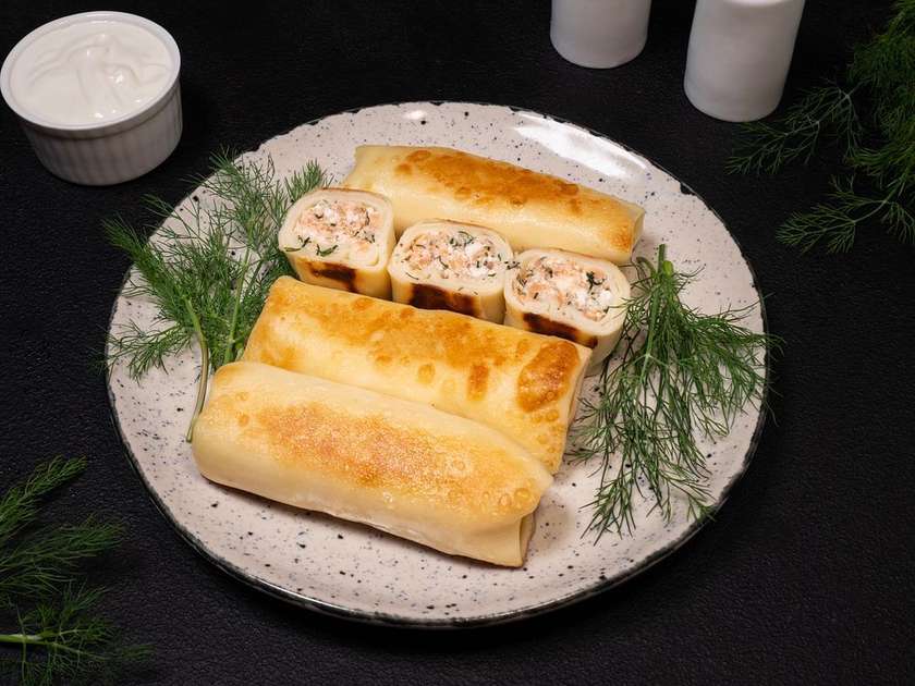 Naleśniki z łososiem i serem - 3 szt. (na gorąco)