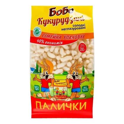 Chrupki kukurydziane słodkie BOBO - 280g. (family pak)