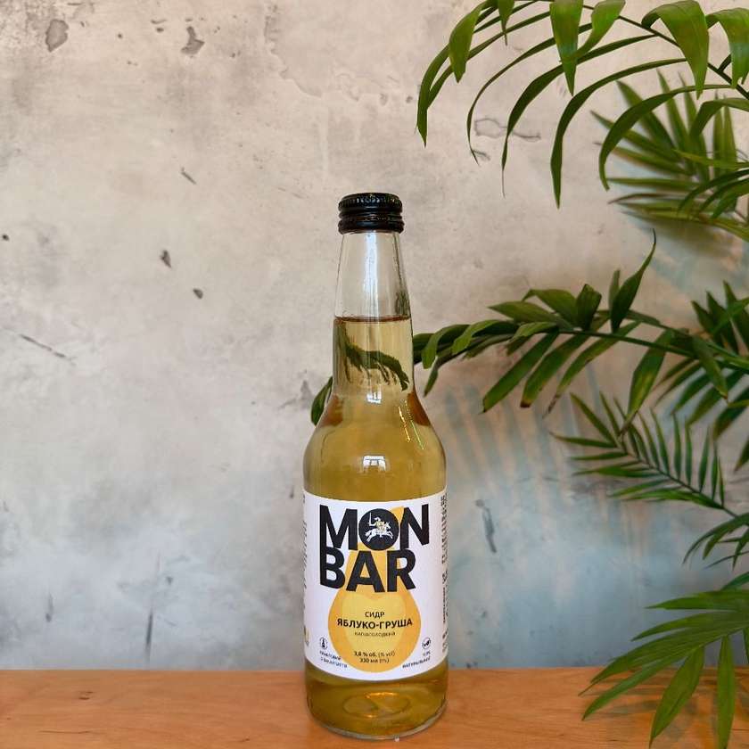 Сидр напівсолодкий MONBAR Яблуко - Груша 0,33 л.