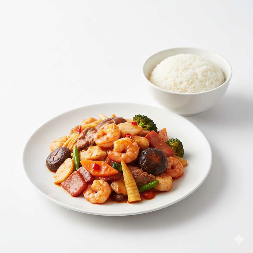 M18.Osm pokladů v pálivé omáčce s rýží