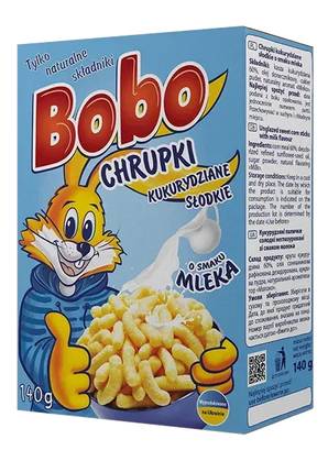 Chrupki kukurydziane słodkie o smaku mleka BOBO - 140g.