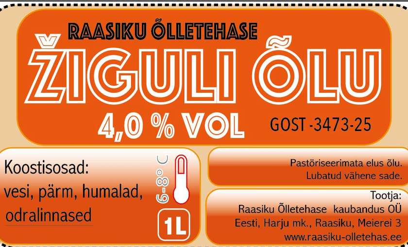 Raasiku Žiguli Õlu 4,0% alc 1L