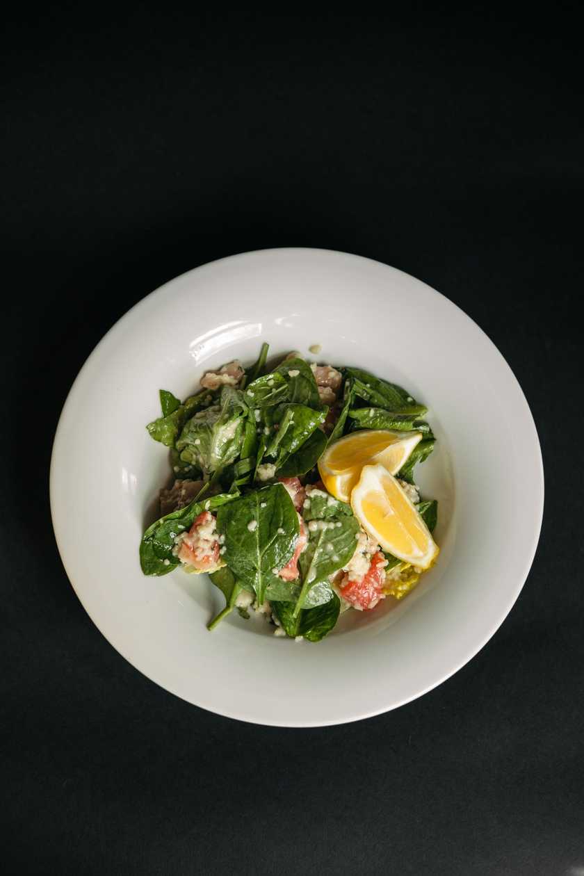Salad with marinated trout, grapefruit and lemon vinaigrette