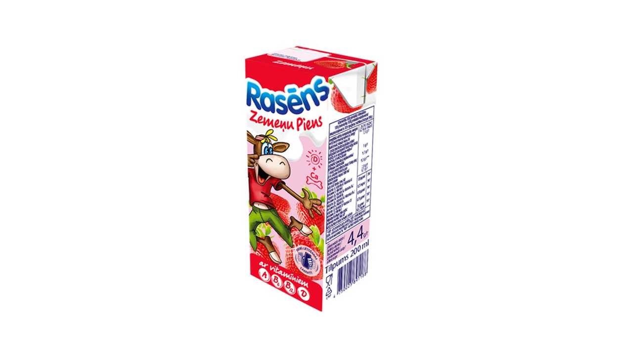 Milk with strawberries Rasēns 1.5%