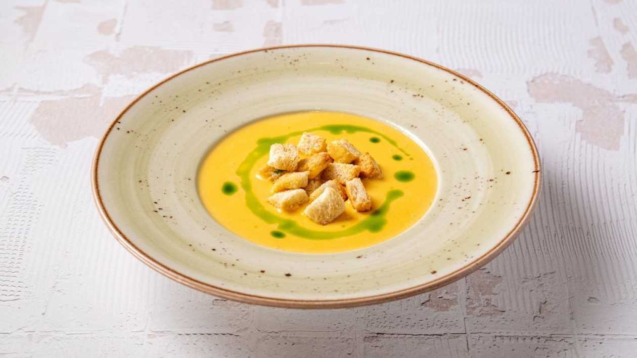 Cheese Soup with Garlic Croutons
