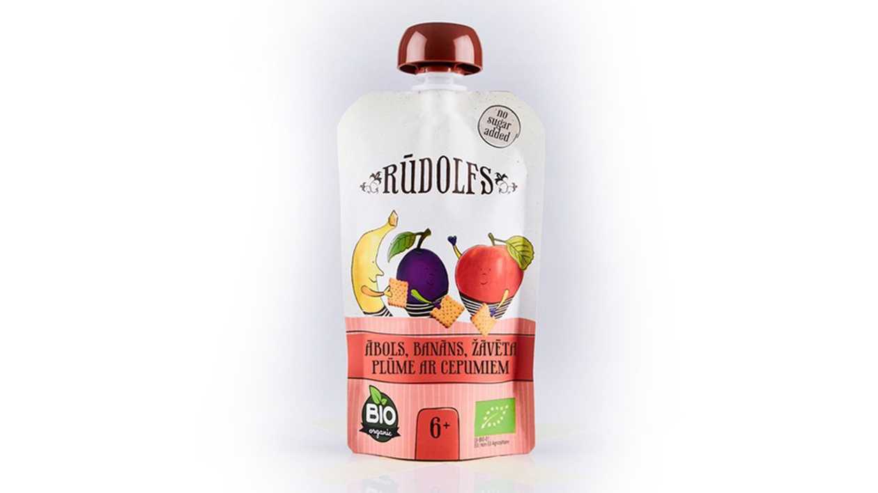 Rūdolfs BIO puree of apple, banana, prunes with cookies