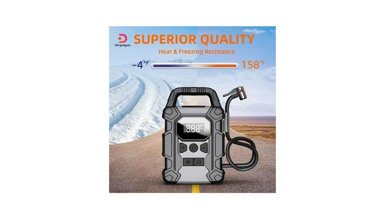 #185Y4#Andowl® Q-CQ729 Power Bank Portable Inflatable Air Pump 12000mAh 150PCI – Black