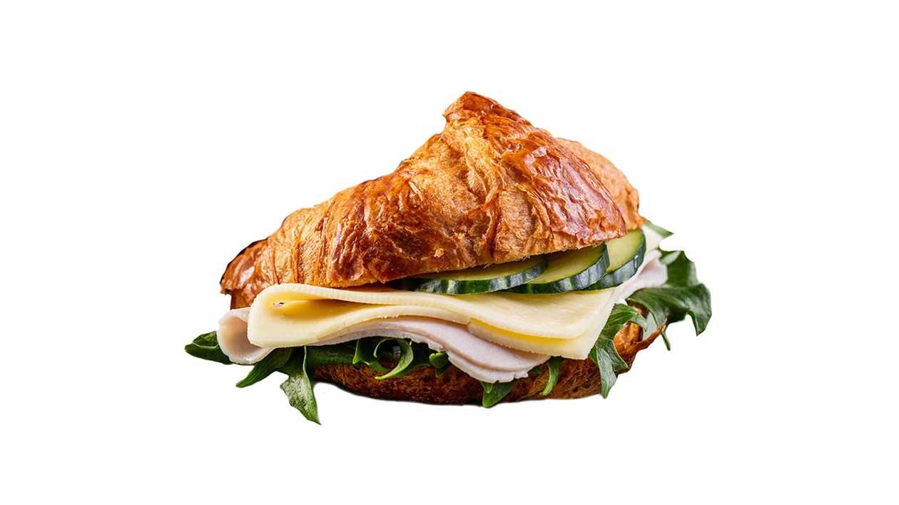 Croissant with cheese and ham
