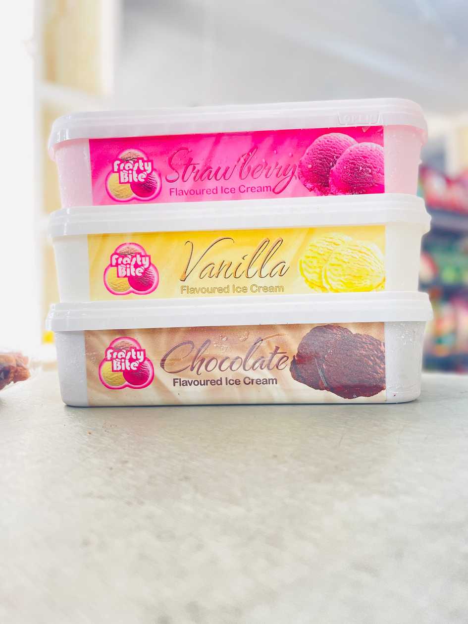 Frosty Bite Ice Cream – Vanilla | Strawberry | Chocolate