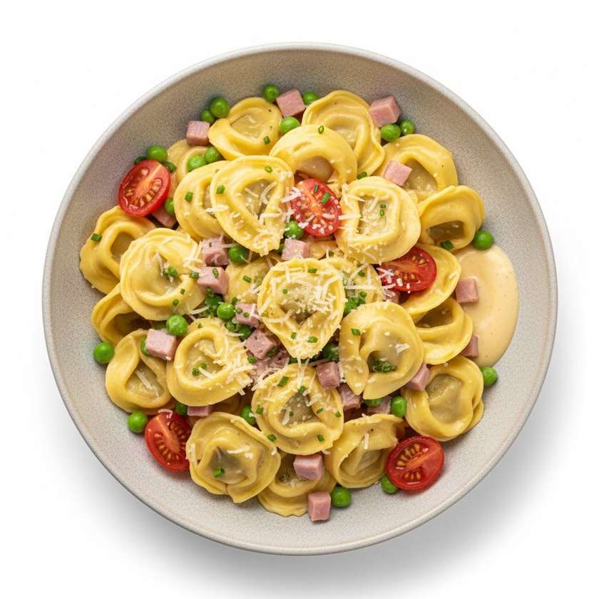 Tortellini Ham, Peas, Cherry Tomatoes & Cheese Sauce Pasta