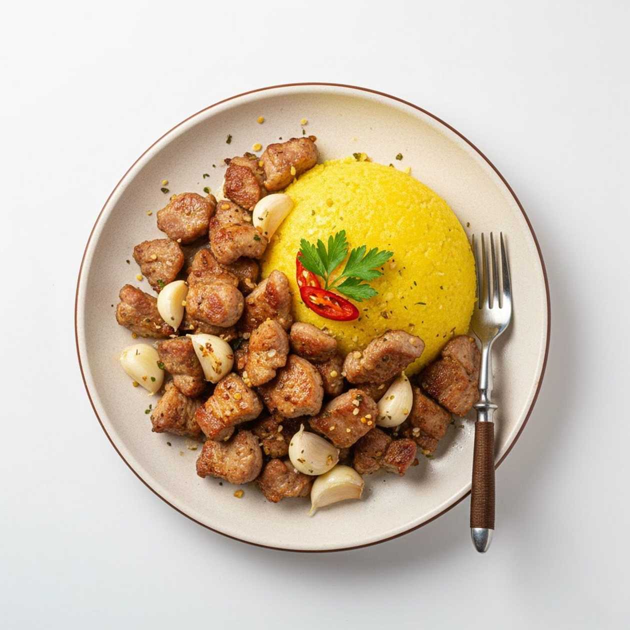 Pomana porcului cu mămăliguță și usturoi