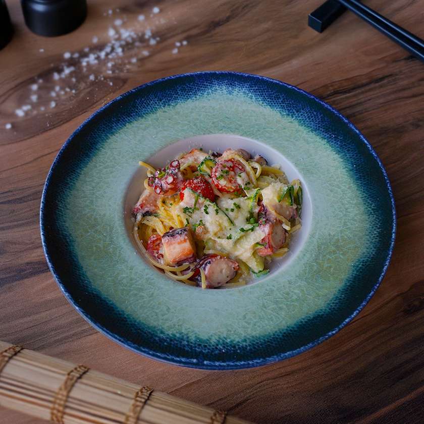 Paste carbonara cu caracatita