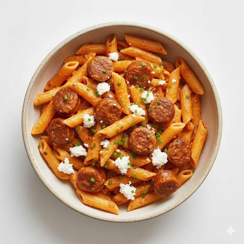 Penne, Maltase Sausage, Goat Cheese & Creamy Salsa