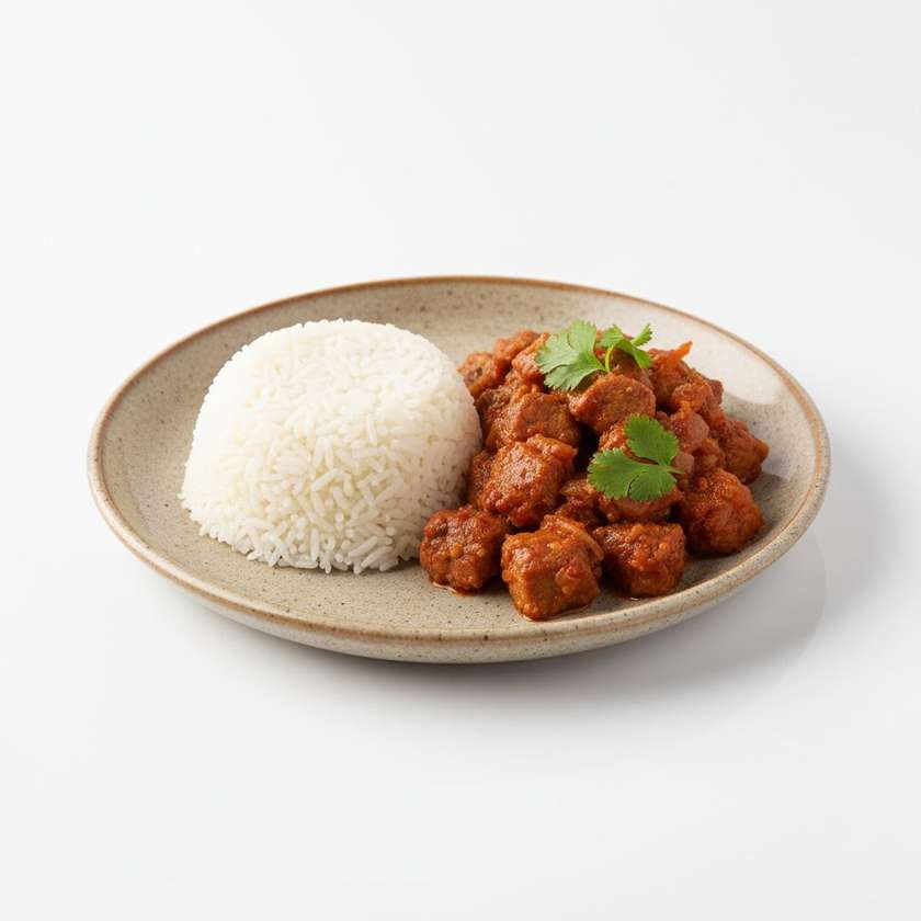 Pork Wet Fry served with  rice