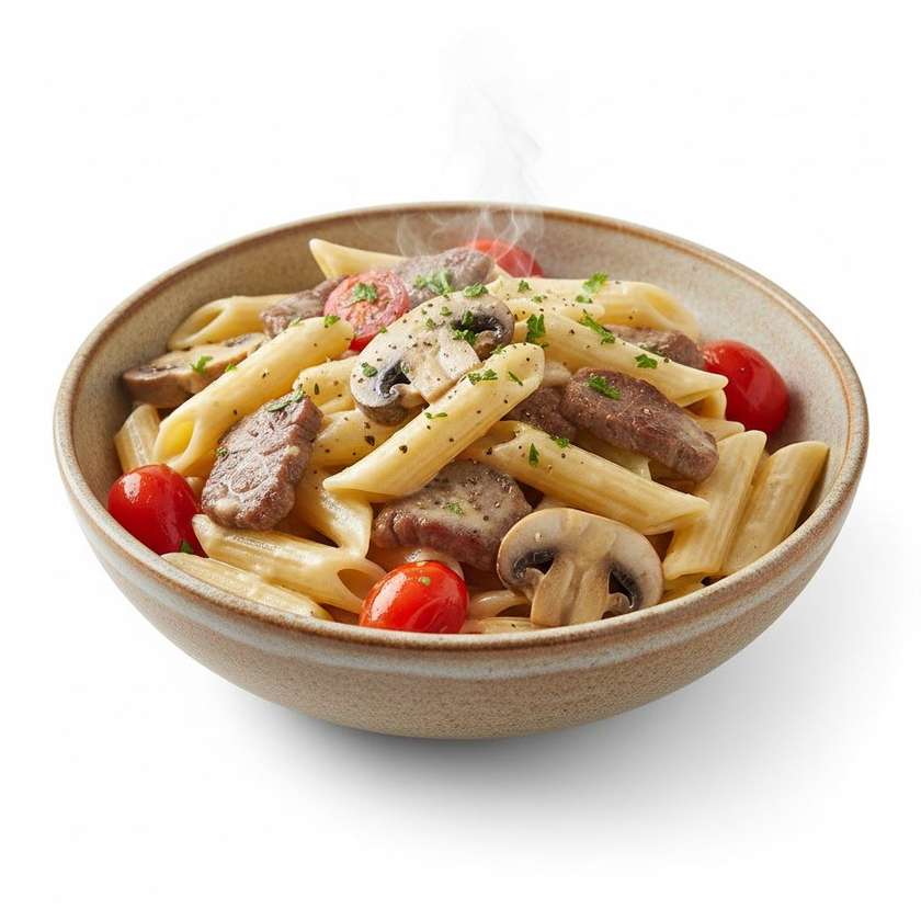Penne Beef, Mushroom, Cherry Tomatoes & Cream
