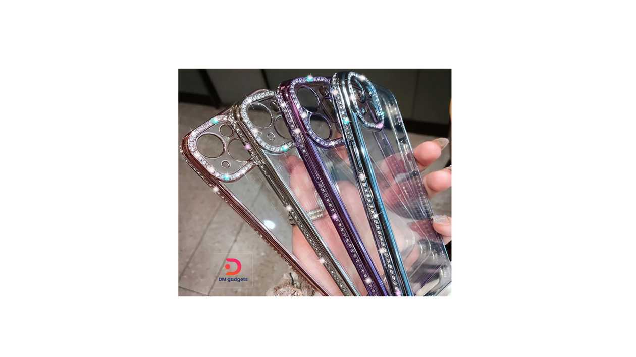 #616Q7#IRIS/BOROFONE® iP17 AIR Glitter+ Strass MagSafe Silicone Case +Camera Protection Silver-Rose