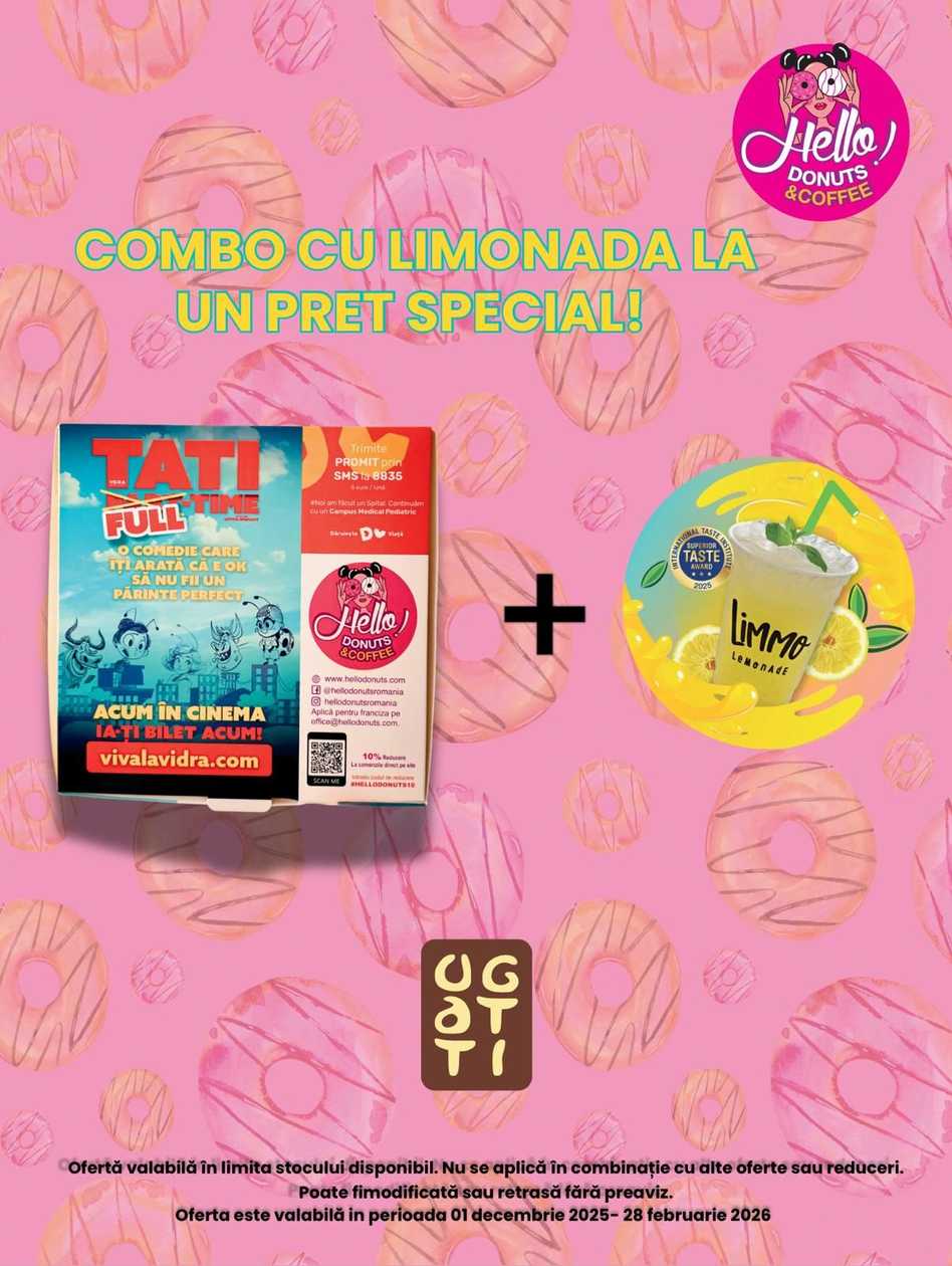 4 Donuts si 1 Sticla Limonada 330 ml la un Pret Special