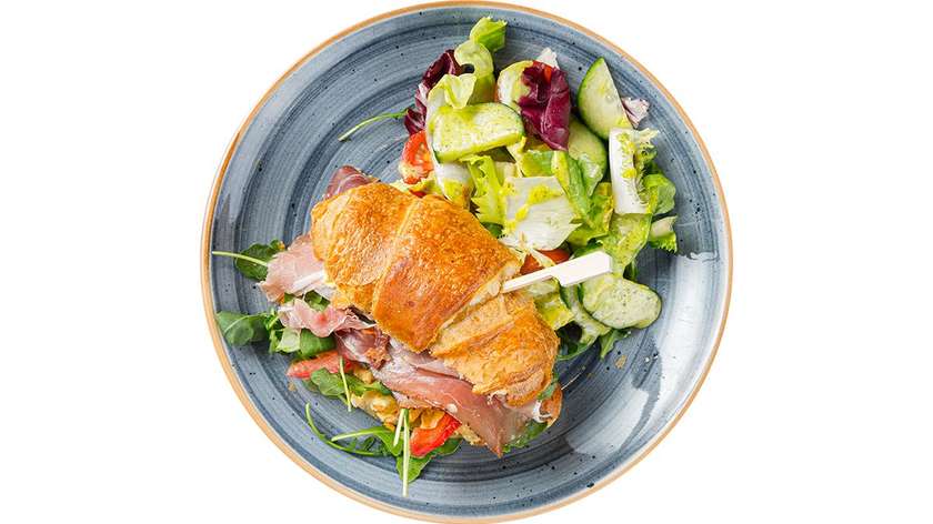 Croissant with Serrano Ham and Scrambled Eggs