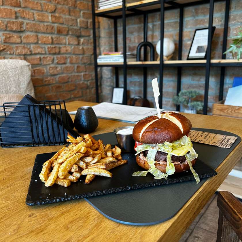 noBeef Burger - served with homemade fries & vegan garlic mayo