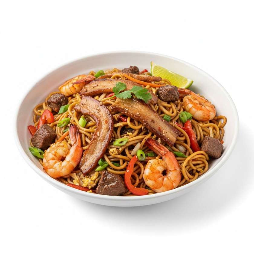 N1 Smažené nudle s třemi druhy masa