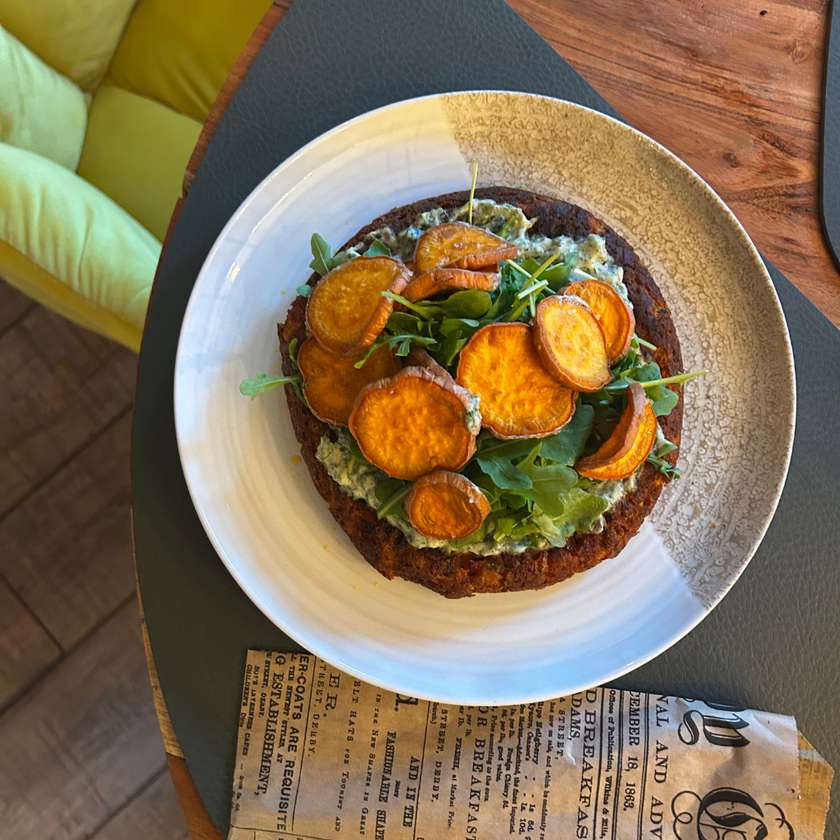 Frittata - served with vegan tzatziki & crispy sweet potatoes