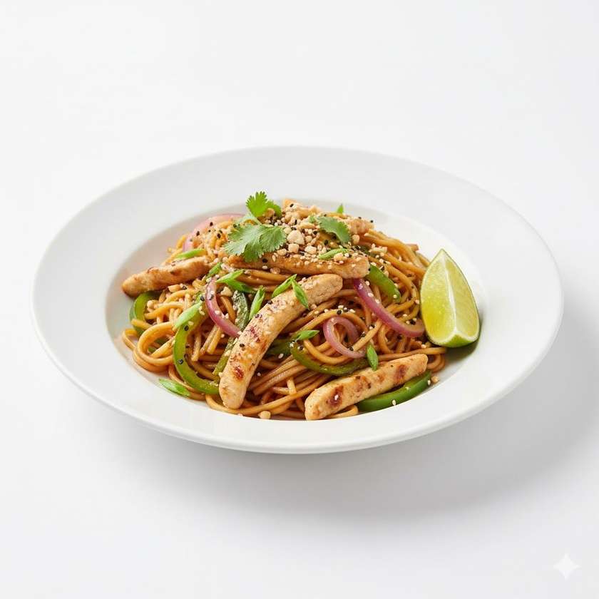 N7 Smažené nudle s kuřecím masem po thajsku