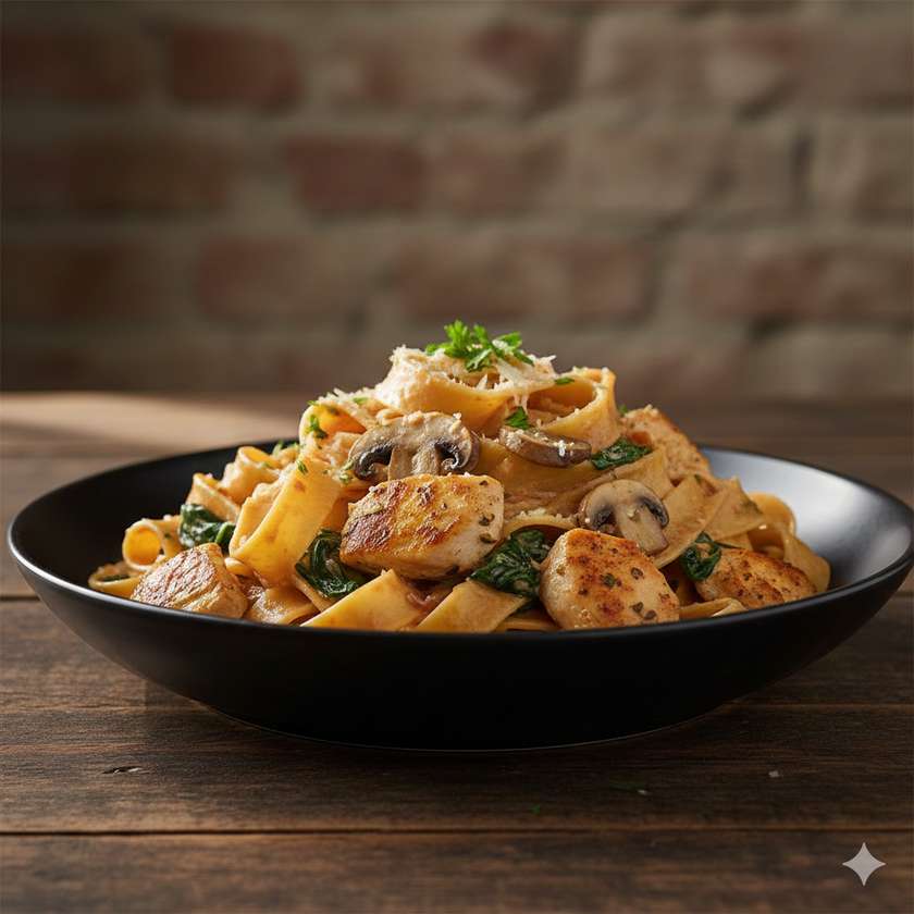 Pappardelle pollo e funghi