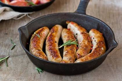 Fried homemade sausages