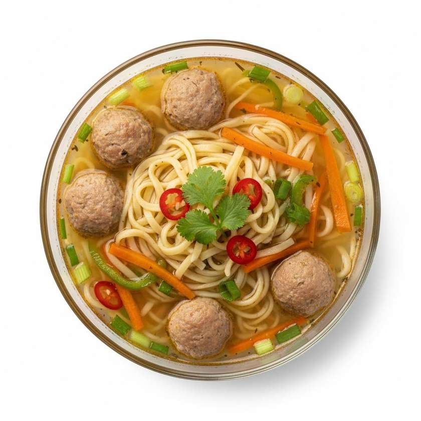 26. Polievka s rezancami a mäsovými guľkami (bravčové )