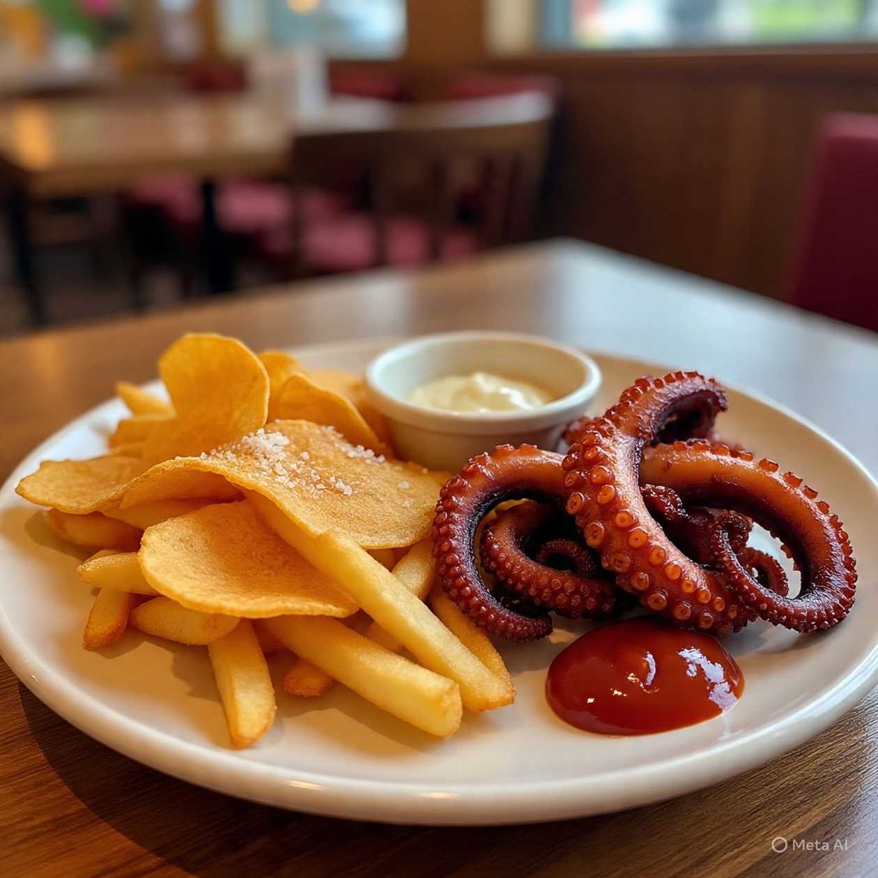 French Fries/Yam Chips with Octopus (Platter)