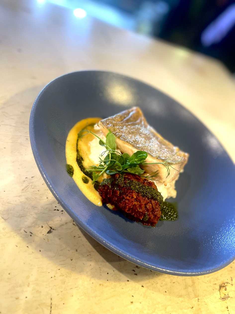 Baked sea bass fillet