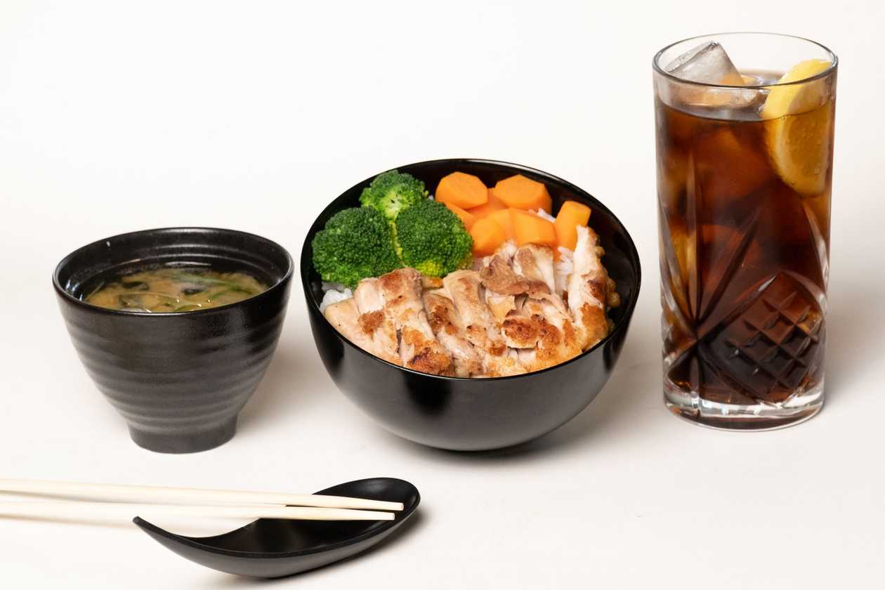 Mini Teriyaki Chicken Bento + 1 Miso Soup + 1 Free Drink