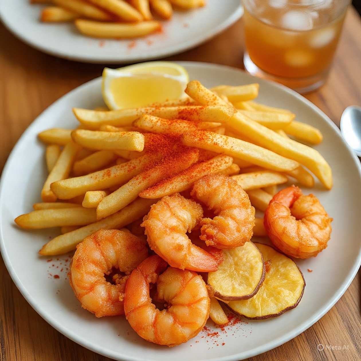 French Fries/Yam Chips with Prawns (Platter)