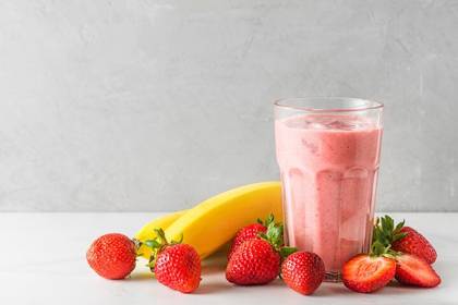 Milkshake with bananas and strawberries