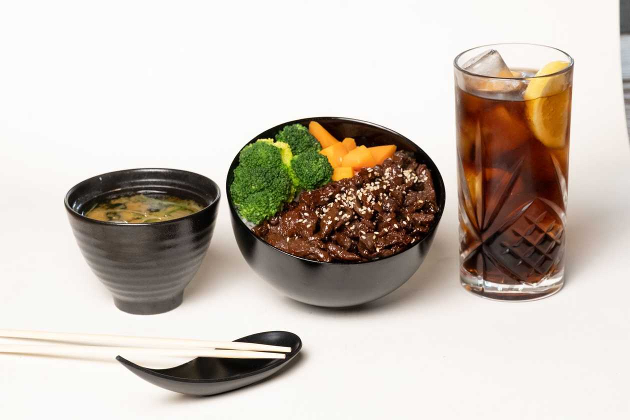 Mini Beef Bento + 1 Miso Soup + 1 Free Drink