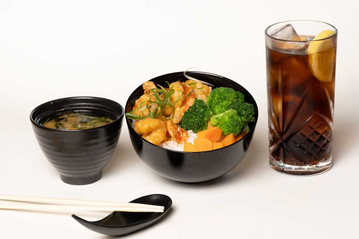 Mini Chili Prawn Bento + 1 Miso Soup + 1 Free Drink