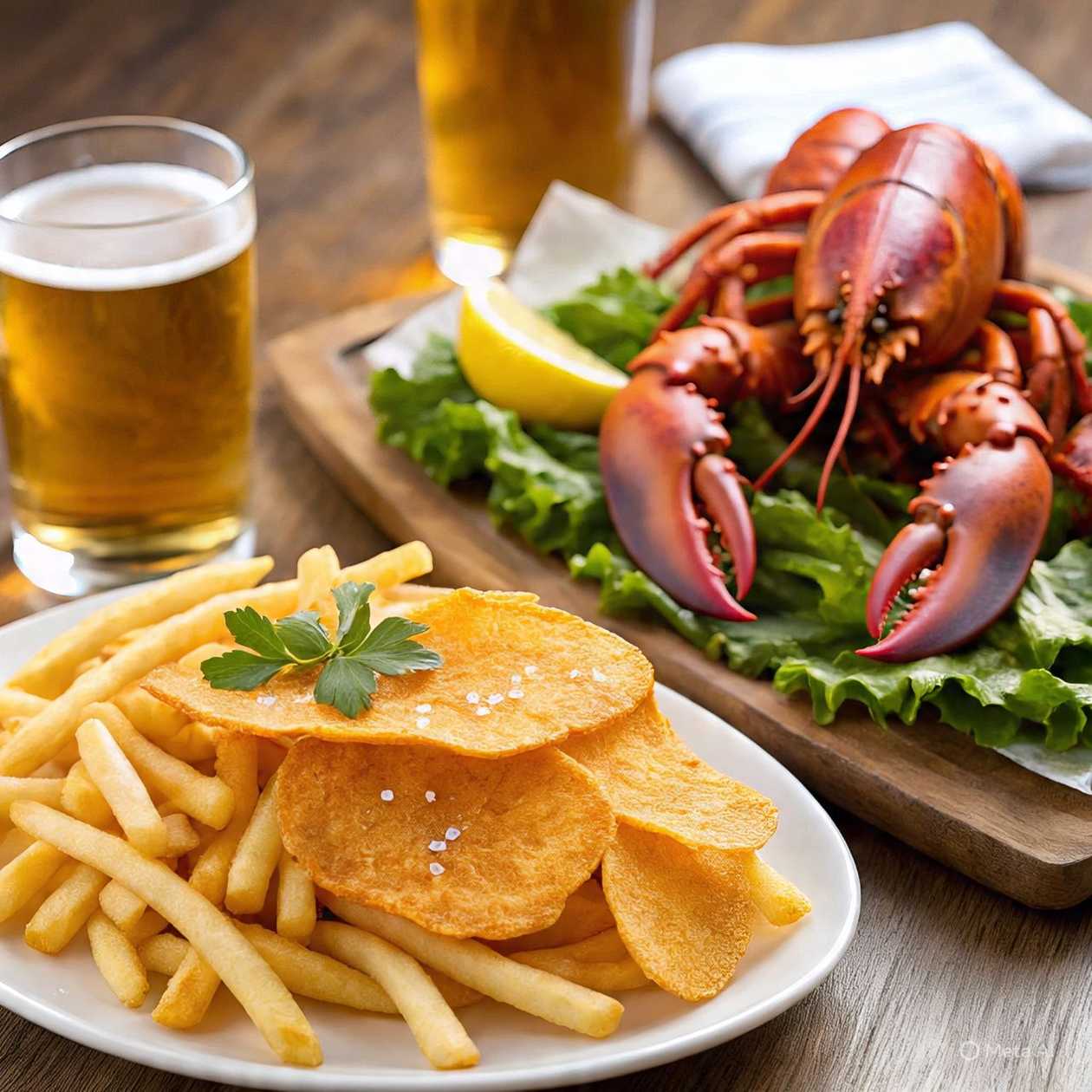 French Fries/Yam Chips with Lobsters (Platter)
