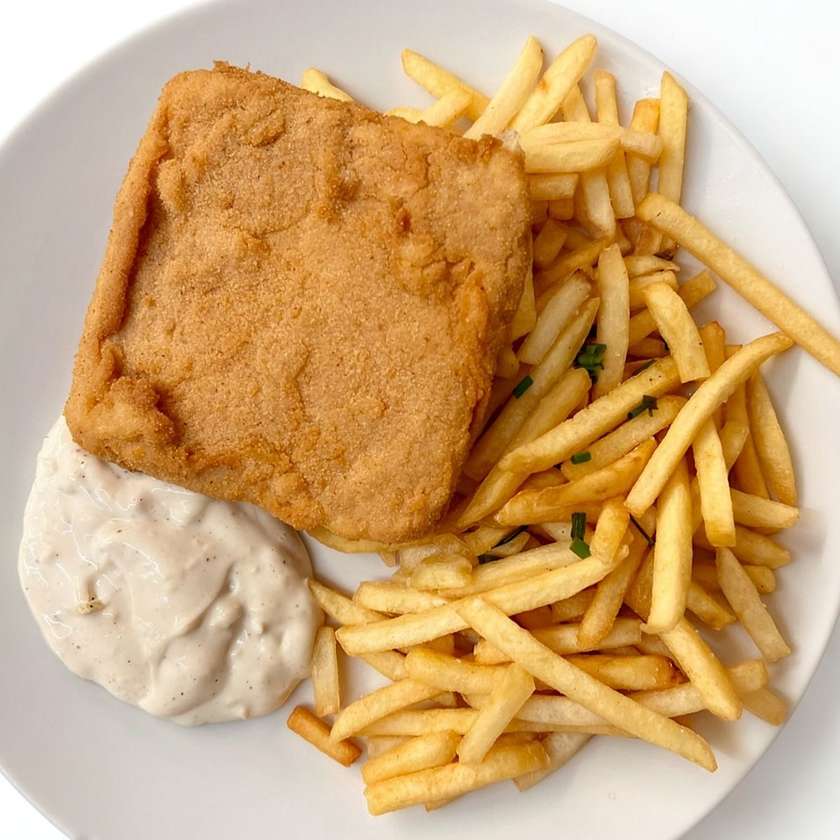 Kotva Set: 100 g Smažený sýr Eidam + příloha a dip dle výběru