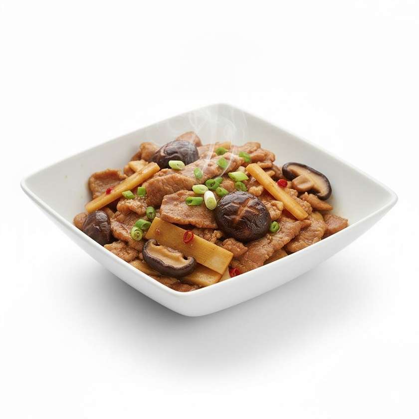 53. Kuracie mäso s bambusovými výhonkami a hubami