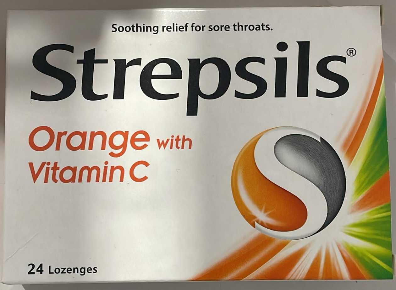 Strepsils Orange With Vitamin C Lozen. (Strip Of 12 Loz.)