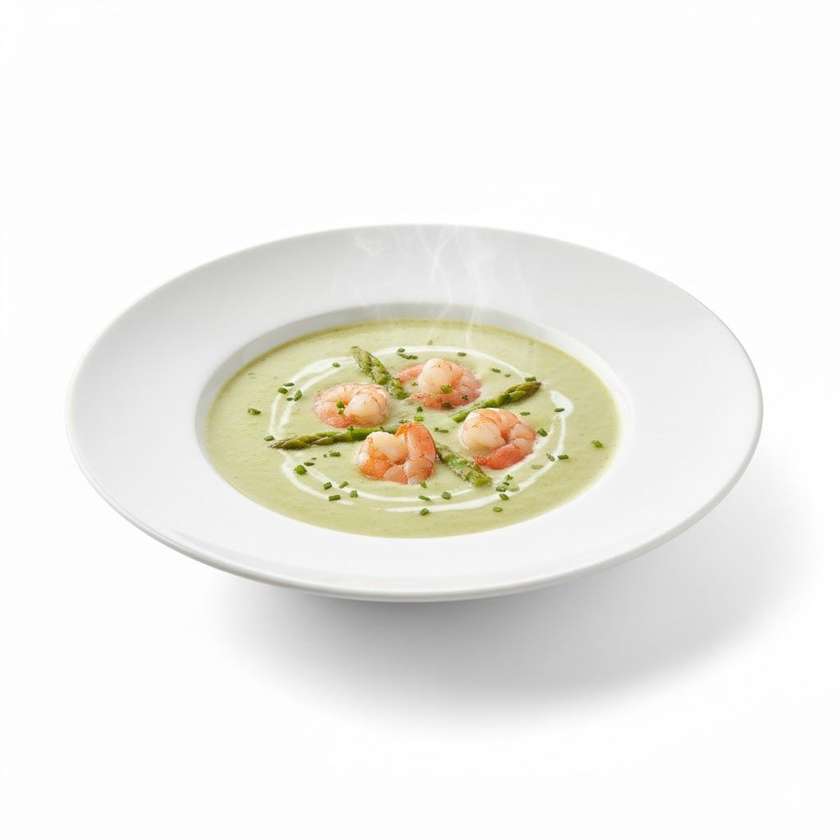 17. Polievka so špargľou a krevetkami