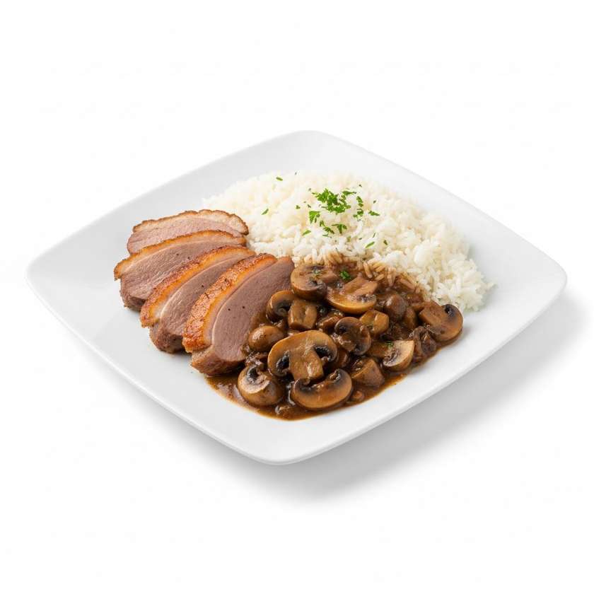 Kachna se žampiony, rýže