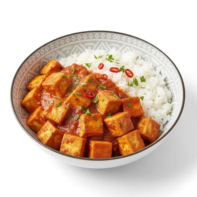 351. Tofu s rajčatovou omáčkou a rýží